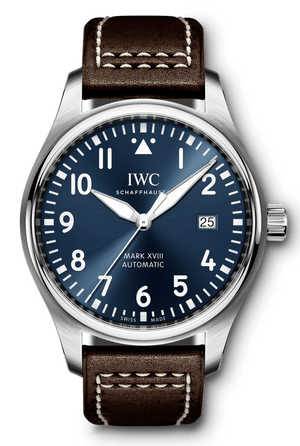 IWC Pilot's Mark XVIII Le Petit Prince Blue Dial Brown Leather Strap Watch for Men - IW327004