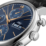 IWC Portofino Chronograph Blue Dial Black Leather Strap Watch for Men - IW391036