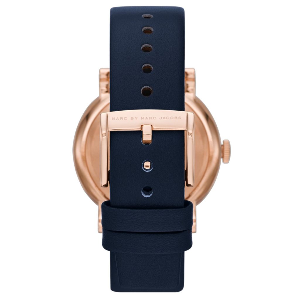 Marc Jacobs Baker Navy Blue Dial Navy Blue Leather Strap Watch for