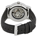 Emporio Armani Luigi Silver Skeleton Dial Black Leather Strap Watch For Men - AR1981