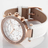 Michael Kors Parker White Diamonds Dial White Leather Strap Watch for Women - MK2281