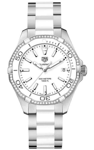 Tag Heuer Aquaracer Diamond White Dial Two Tone Steel Strap Watch for Women - WAY131H.BA0914