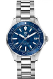 Tag Heuer Aquaracer 35mm  Blue Ceramic Dial Silver Steel Strap Watch for Women - WAY131S.BA0748