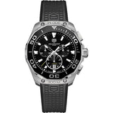 Tag Heuer Carrera Aquaracer Quartz Chronograph Black Dial Black Rubber Strap Watch for Men - CAY111A.FT6041