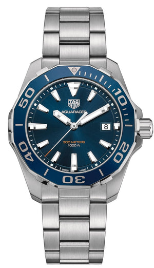 Tag Heuer Aquaracer Blue Dial Quartz Silver Steel Strap Watch for Men - WAY111C.BA0928