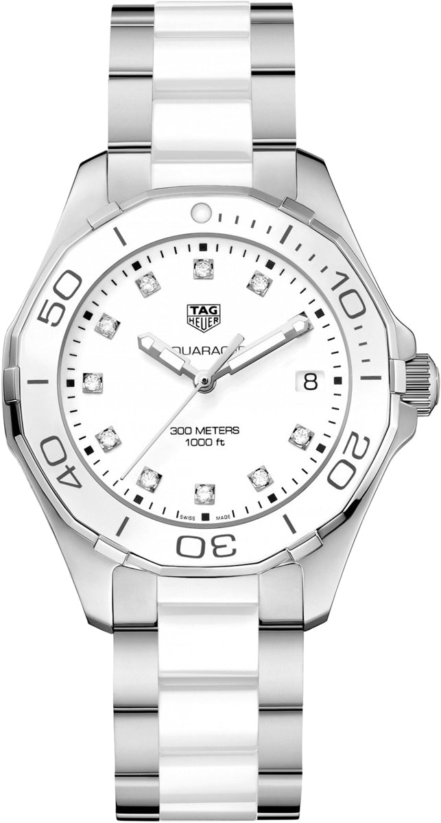 TAG HEUER AQUARACER ホワイト way131h ダイヤ Tag Heuer Aquaracer Diamonds White Dial Two Tone Steel Strap