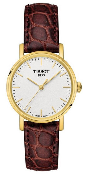 Tissot Everytime Desire Small White Dial Maroon Leather Strap Watch For Women - T109.210.36.031.00