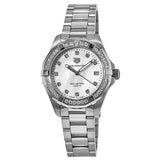 Tag Heuer Aquaracer Diamonds White Mother of Pearl Dial Silver Steel Strap Watch for Women - WBD1315.BA0740