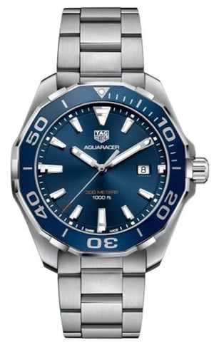 Tag Heuer Aquaracer 43mm Blue Dial Silver Steel Strap Watch for Men - WAY101C.BA0746