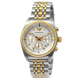 Emporio Armani Classic Chronograph White Dial Two Tone Steel Strap Watch For Men - AR0396