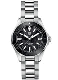 Tag Heuer Aquaracer Quartz 35mm Black Dial Silver Steel Strap Watch for Women - WAY131K.BA0748