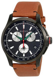 Gucci G-Timeless Chronograph Black Dial Brown Leather Strap Watch For Men - YA126271