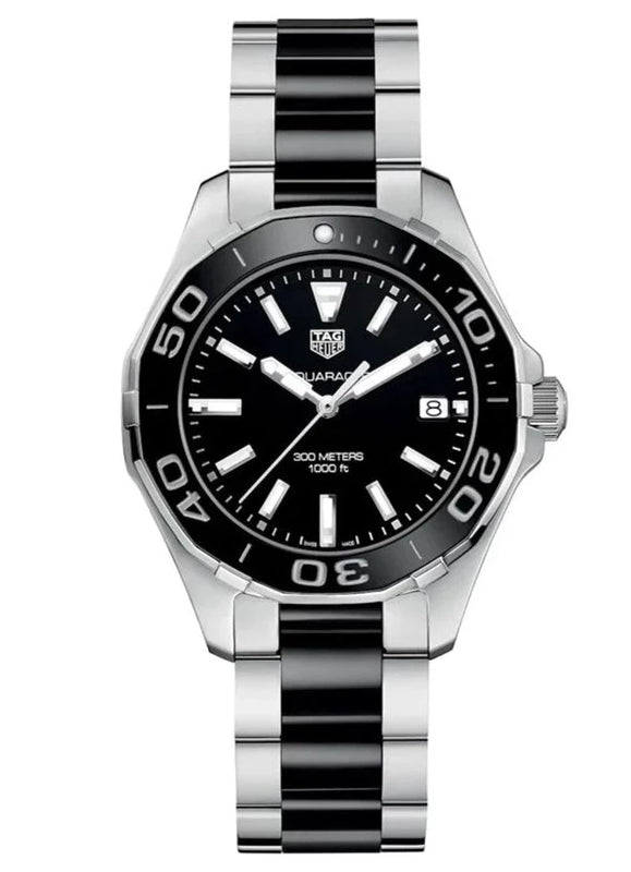  Tag Heuer Aquaracer Quartz 35mm Black Dial Two Tone Steel Strap Watch for Men - WAY131A.BA0913 by Tag Heuer sold by Watch Connection