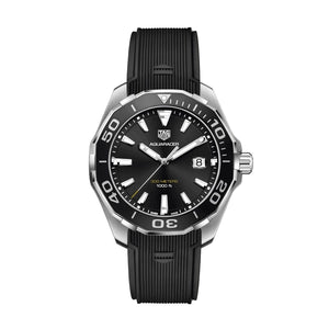 Tag Heuer Aquaracer Quartz Black Dial Black Rubber Strap Watch for Men - WAY101A.FT6141