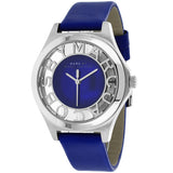 Marc Jacobs Henry Skeleton Blue Dial Blue Leather Strap Watch for Women - MBM1337