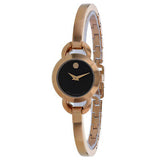 Movado Rondiro 22mm Black Dial Rose Gold Steel Strap Watch For Women - 0607065