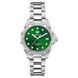 Tag Heuer Aquaracer Quartz 32mm Emerald Green Dial Silver Steel Strap Watch for Women - WBD1316.BA0740