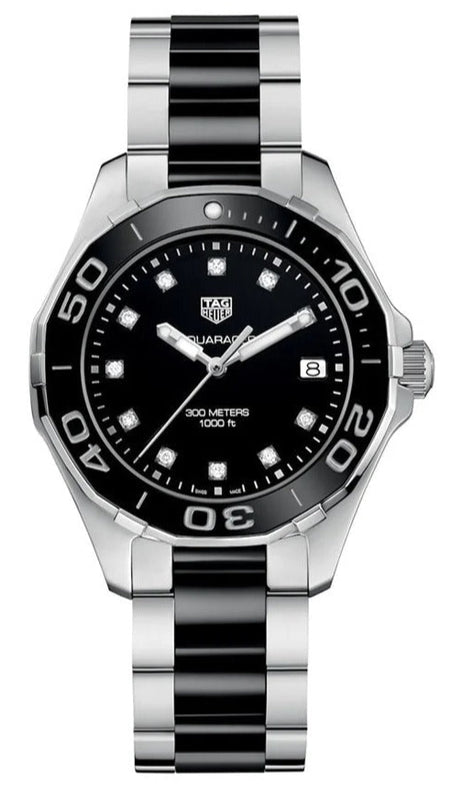 Tag Heuer Aquaracer Quartz Black Dial Two Tone Steel Strap Watch for Women - WAY131C.BA0913