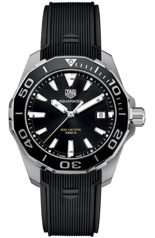  Tag Heuer Aquaracer Black Dial Black Rubber Strap Watch for Men - WAY111A.FT6151 by Tag Heuer sold by Watch Connection