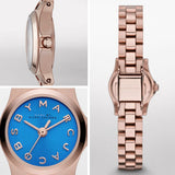 Marc Jacobs Henry Dinky Blue Dial Rose Gold Stainless Steel Strap Watch for Women - MBM3204