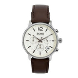 Hugo Boss Attitude White Dial Brown Leather Strap Watch for Men - 1513609