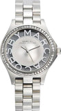 Marc Jacobs Henry Transparent Silver Dial Silver Stainless Steel Watch for Women - MBM3337