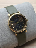 Marc Jacobs Baker Olive Dial Olive Leather Strap Watch for Women - MBM1330