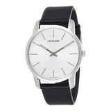 Calvin Klein City White Dial Black Leather Strap Watch For Men - K2G211C6