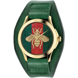 Gucci G Timeless Red Green Dial Green Leather Strap Watch For Women - YA126545