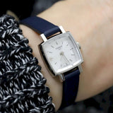 Tissot Lovely Square Silver Dial Blue Leather Strap Watch For Women - T058.109.16.031.00