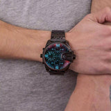 Diesel Uber Chief Chronograph Red Dial Black Steel Strap Watch For Men - DZ7373