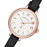 Marc Jacobs Sally White Dial Black Leather Strap Watch for Women - MBM1352