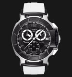 Tissot T Race Chronograph Black Dial White Rubber Strap Watch for Men - T048.417.27.057.05