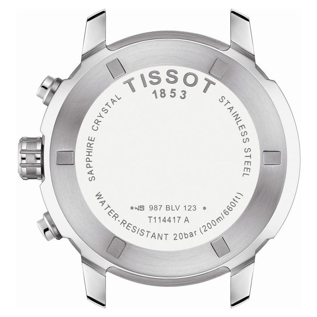 Tissot PRC 200 Chronograph Black Dial Silver Steel Strap Watch For Men - T114.417.11.057.00