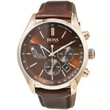 Hugo Boss Grand Prix Brown Dial Brown Leather Strap Watch for Men - 1513605