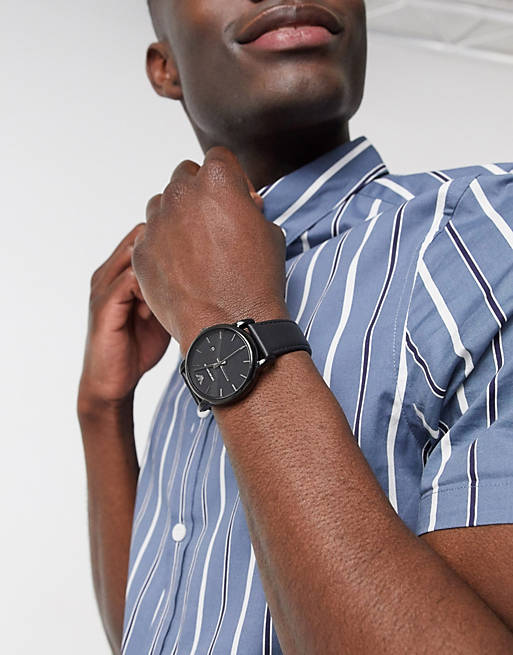 Emporio Armani Dial Strap Black Classic For Men Black Watch Leather