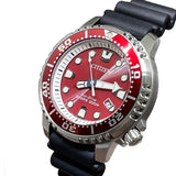 Citizen Eco Drive Promaster Marine Red Dial Black Rubber Strap Watch For Men - BN0159-15X