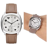 Marc Jacobs Mandy White Dial Light Brown Leather Strap Watch for Women - MJ1563