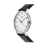 Tissot Everytime Desire Medium White Dial Black Leather Strap Watch For Men - T109.410.16.032.00