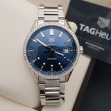 Tag Heuer Carrera Quartz 39mm Diamonds Blue Dial Silver Steel