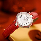 Tissot Bellissima Small Lady Crystals Mother of Pearl Dial Red Leather Strap Watch For Women - T126.010.66.113.00