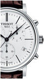 Tissot Carson Premium Chronograph White Dial Brown Leather Strap Watch For Men - T122.417.16.011.00