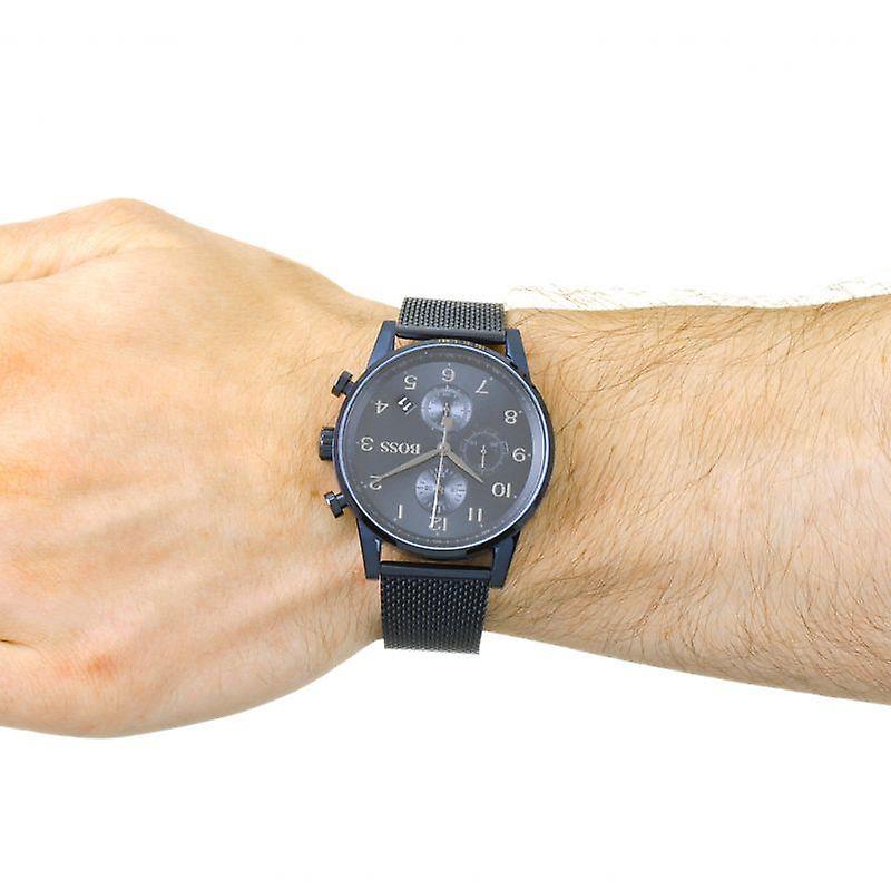 Hugo Boss Navigator Chronograph Blue Dial Blue Mesh Bracelet Watch for Men - 1513538