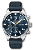 IWC Pilot's Automatic Chronograph 43mm Blue Dial Blue Calfskin Strap Watch for Men - IW377729