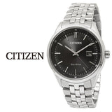 Citizen Eco Drive Black Dial Silver Steel Strap Watch For Men - BM7250-56E