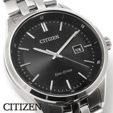 Citizen Eco Drive Black Dial Silver Steel Strap Watch For Men - BM7250-56E