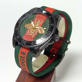 Gucci Dive Green & Red Dial Green & Red Nylon Strap Watch For Men - YA136216