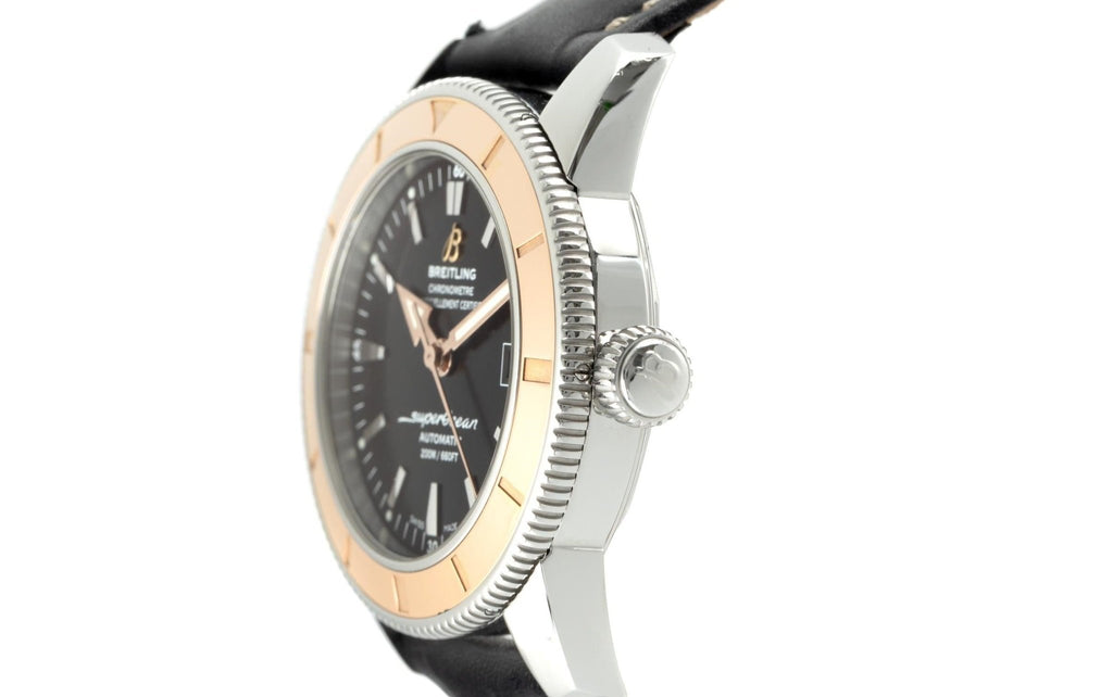 Breitling Superocean Heritage 42mm Black Dial Black Leather Men's Watch - U1732112-B