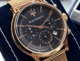 Maserati Epoca Black Dial Gold Mesh Bracelet Watch For Men - R8873618005