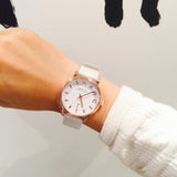 Marc Jacobs Baker White Dial White Leather Strap Watch for Women - MBM1284